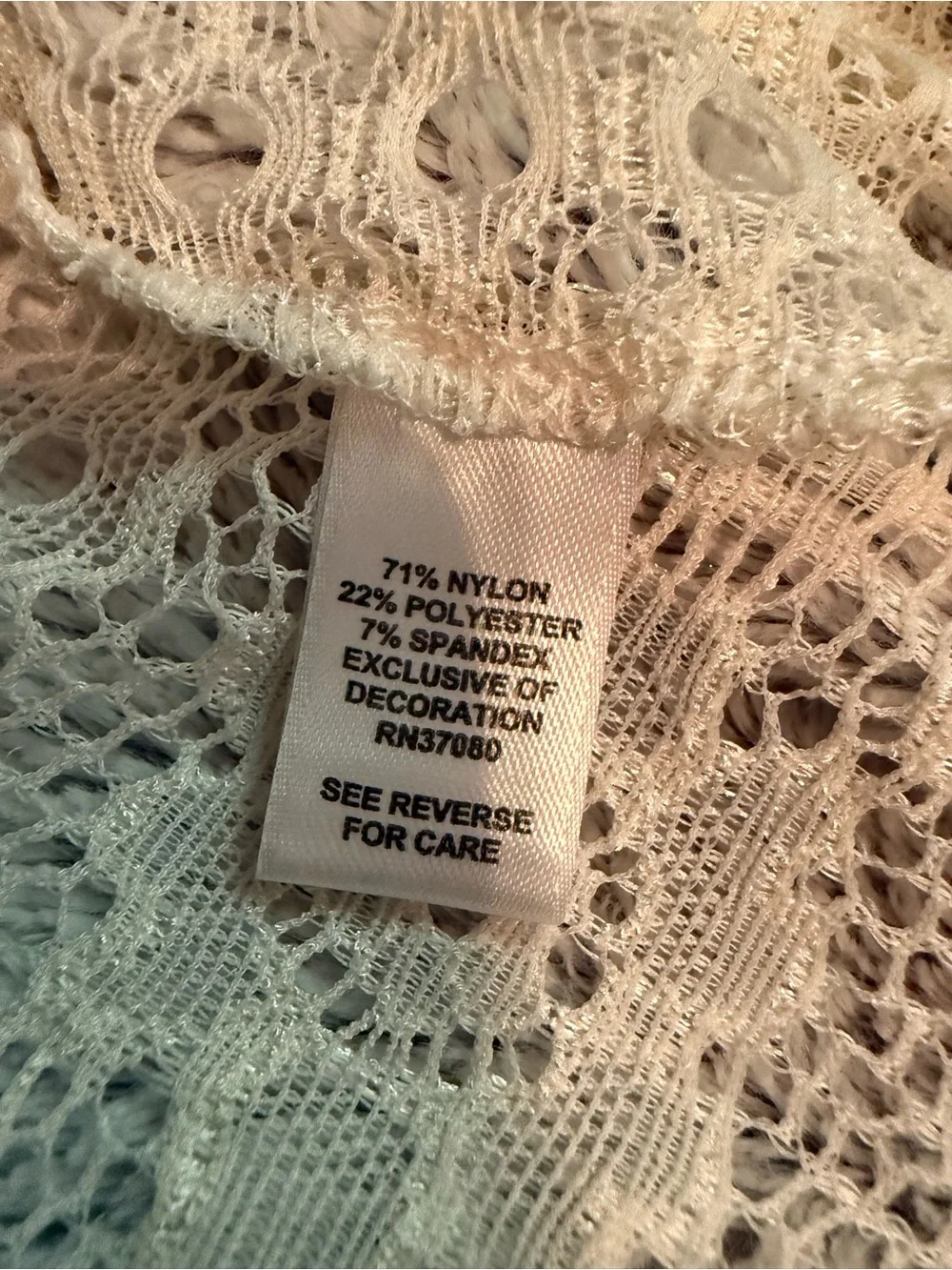Cream lace open-front draped cardigan size XL